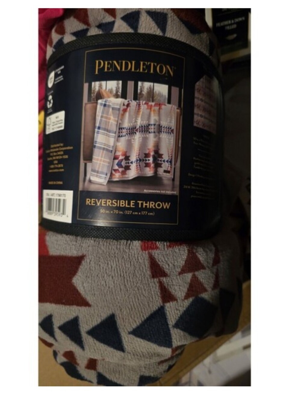 Pendleton Plush Throw Blanket 50" X 70" Reversible Legend Lake New